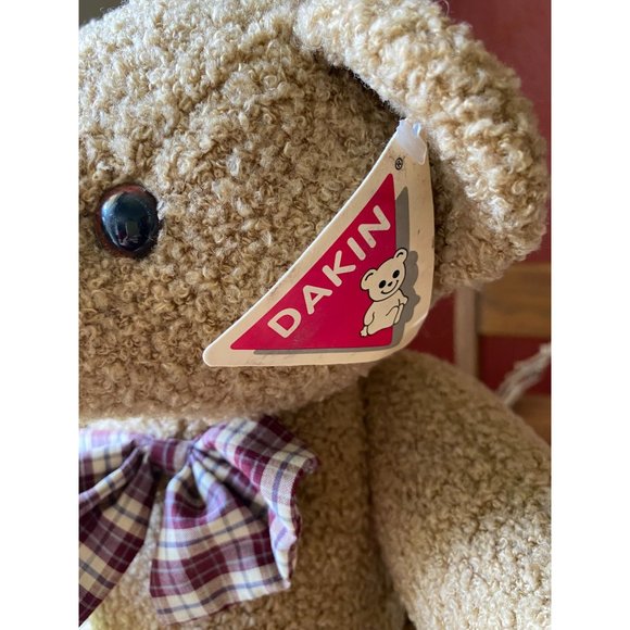 DAKIN TEDDY BEAR - NWT - Posable Head, Hands, Legs - 17" - Curly Hair/Plaid Bow - Picture 5 of 12